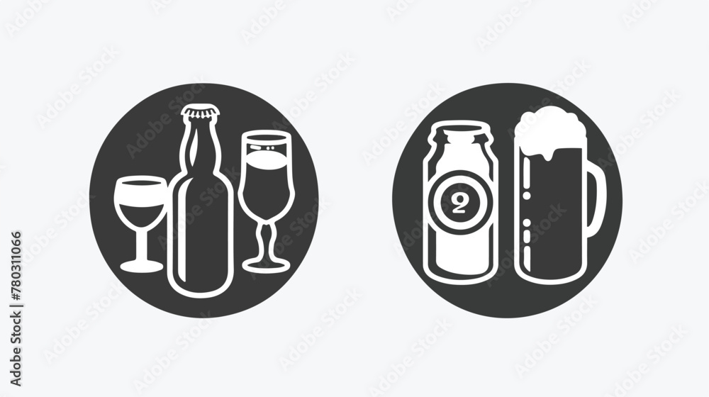 Bottle and glass of beer icon. Beer and pub bar symbol - obrazy, fototapety, plakaty 