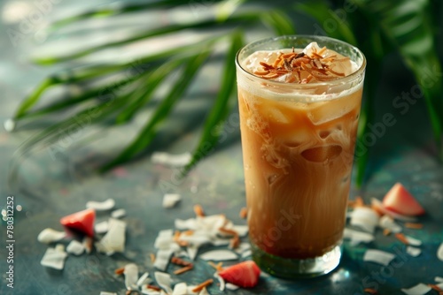 Refreshing Coconut Milk Iced Coffee in Glass