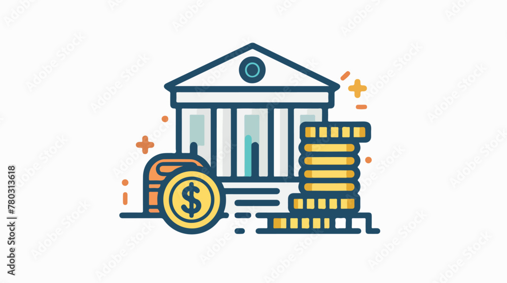Capital inflow. Vector flat outline icon illustration