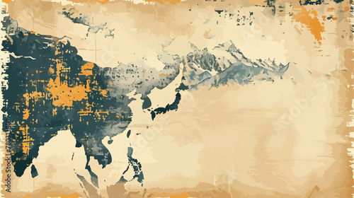 Bhutan map on vintage grunge paper Background. flat vector