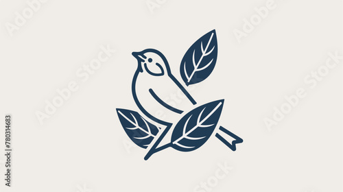 Bird leaf monoline logo vector icon illustration