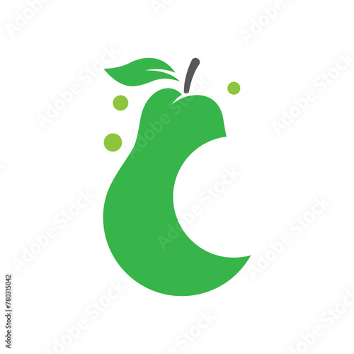 fresh and sweet green pear logo design