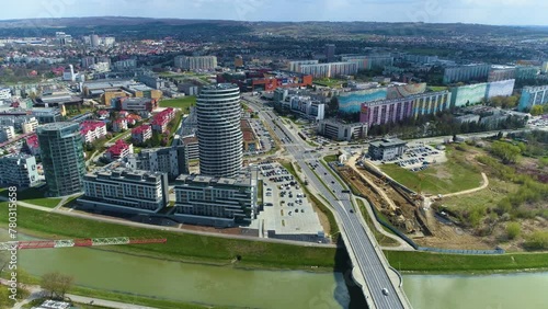 Timelapse River Wislok Rzeszow Aerial View Poland