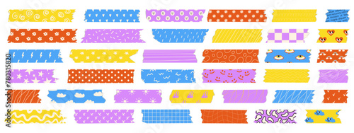 Set of Washi tapes. Design elements for decorations, scrapbooking, design templates, banner and sticker.