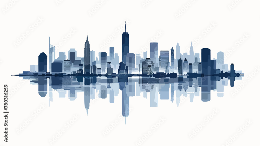 City skyline flat vector isolated on white background
