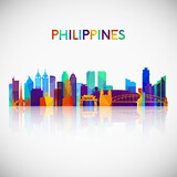 Philippines skyline silhouette in colorful geometric style. Symbol for your design. Vector illustration.