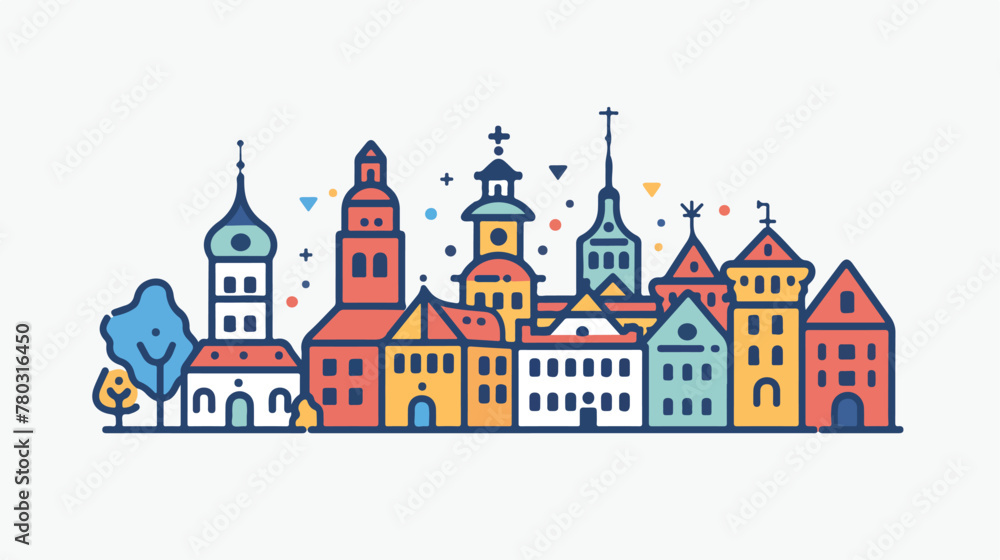 City tower icon outline vector. Poland map. Art cultur