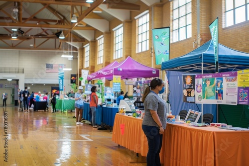 Community Health Fair Event, Informative Booths in Gymnasium