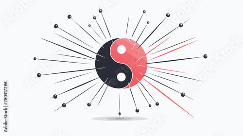 acupuncture needles and yin yang sign flat vector  photo