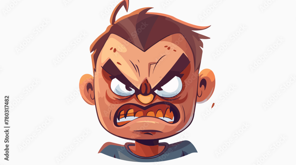 Aggressive Cartoon With Angry Expression. Vector