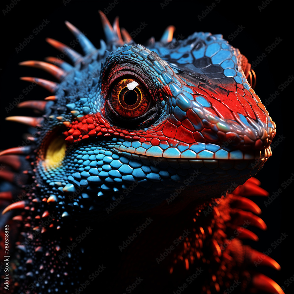 Fototapeta premium leguan, eidechse, reptil, tier, drache, green, wild lebende tiere, natur, auge, wild, maßstab, close up, tierpark, kopf, tropisch, haustier, haut, exotisch, creatures, makro, tier, portrait