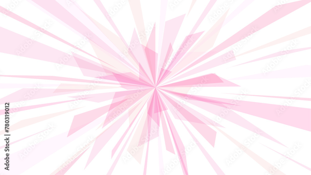 ピンク色の透明感のある綺麗な集中線　16：9