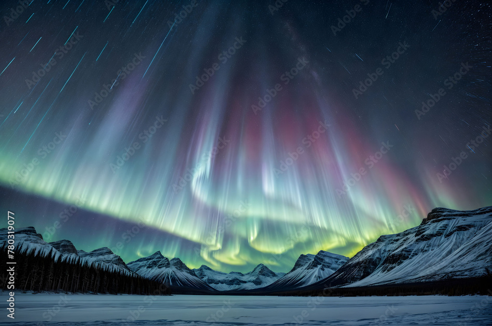 Aurora Borealis Reflected Lake North Pole Arctic South Pole Antarctic