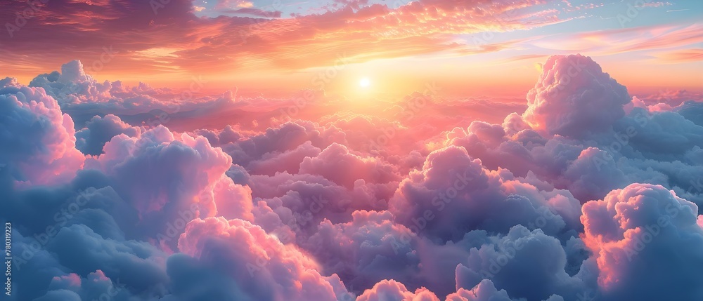 Pastel clouds at dawn create a serene and overcast skies scene. Concept Cloud Photography, Pastel Colors, Dawn Beauty, Serene Skies, Overcast Atmosphere