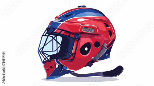 Cool and funny red blue hockey helmet flat vector isolated © Jasmin
