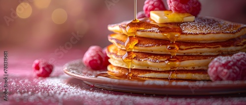 Creating a Basic D Image of Pancakes with Butter and Syrup Drizzling. Concept Food Art, Breakfast Scene, Culinary Delight