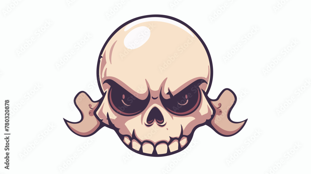 Cute Angry Skull illustration for t-shirt poster stick