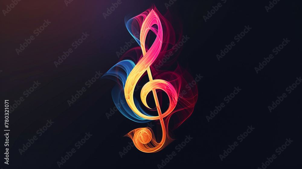 Luminous treble clef merging colors in a dance of musical beauty. AI Generative. Luminous treble clef merging colors in a dance of musical beauty. AI Generative.