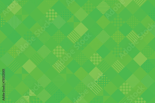 背景素材 緑色 四角形パターン ドットとストライプ背景 ななめ格子模様 バックグラウンド