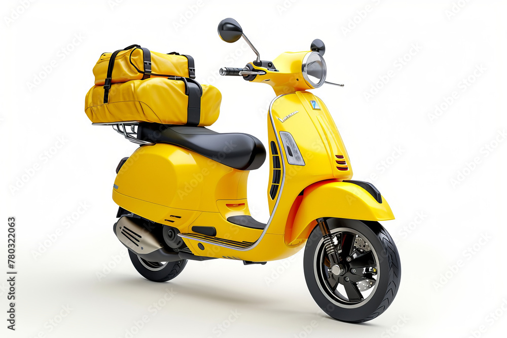 Loaded yellow scooter ready for speedy delivery. AI Generative. Loaded yellow scooter ready for speedy delivery. AI Generative.
