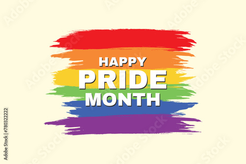 Vector, happy, pride, month, lgbtq, lgbt, gay, wishes, or greeting, social, media, wishing, post, or banner template, design with watercolor, brush, rainbow, flag, vector, illustration,