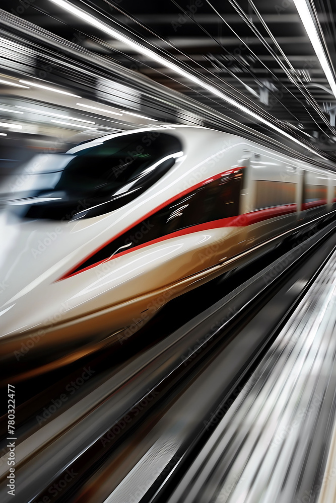 Express Elegance: Sleek Train Speeding Through Station