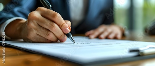 Sealing the Deal: Professionals Signing a Contract. Concept Business Negotiation, Legal Agreement, Handshake, Corporate Meeting, Signing Document photo