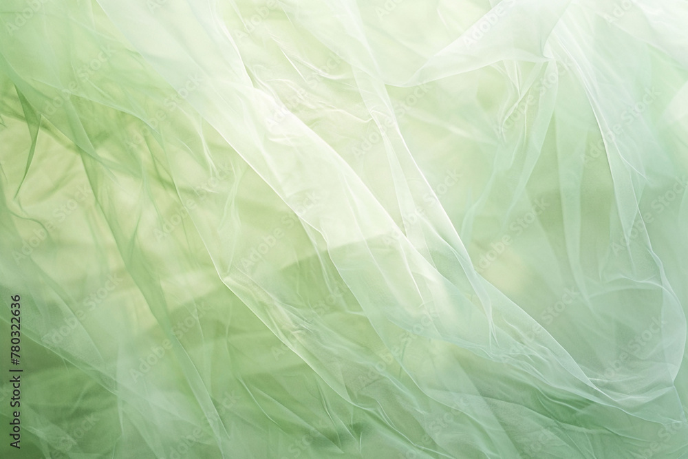 Fototapeta premium Close up of green tulle fabric texture background with copy space.