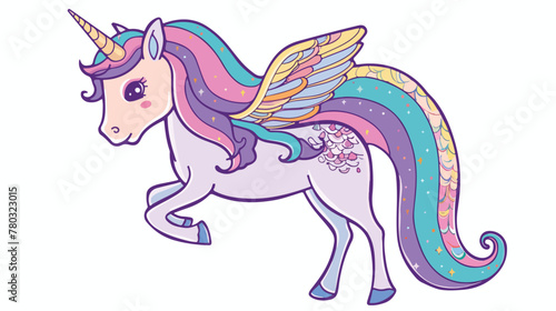 Cute mermaid unicorn. Magic fairy horse. Coloring book