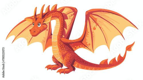 Cartoon Sketch. Dragon with transparent background 