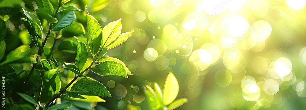Obraz premium Green background. Sun absorbing leaves.