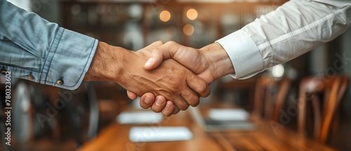 Sealing Success with a Timely Handshake. Concept Business Etiquette, Professional Networking, Handshake Tips, Body Language, First Impressions photo