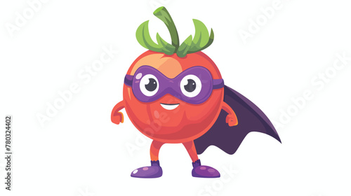 Cute superhero tomato character cartoon illustration.