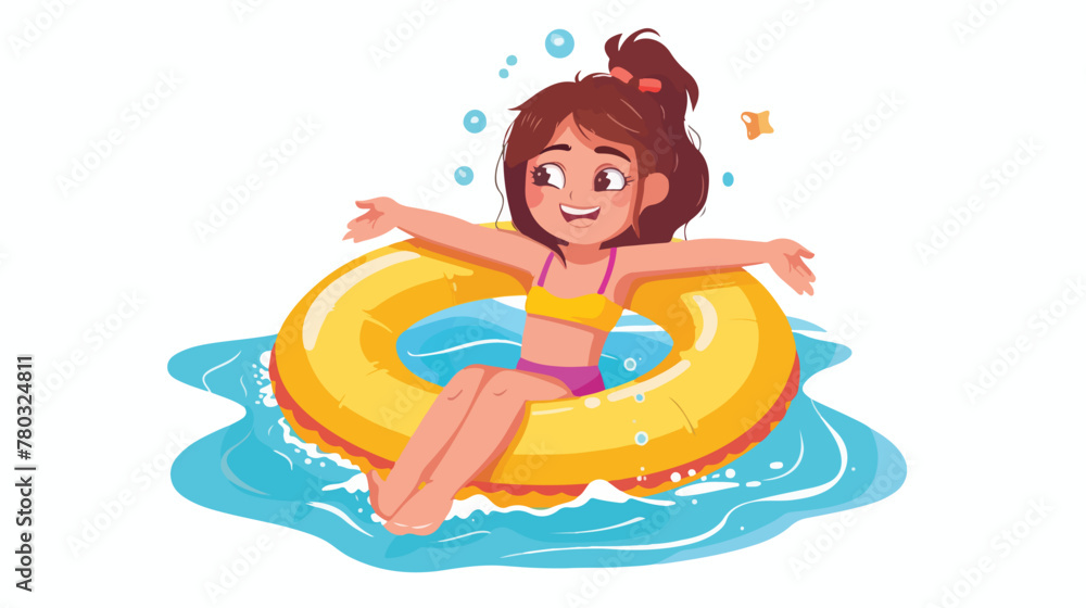 Cheerful smiling teenage girl plays water game