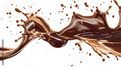 Chocolate splashes curve isolated on White background