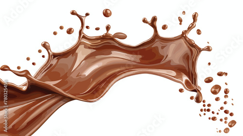 Chocolate splashes curve isolated on White background