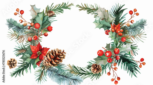 Christmas wreath for banner card invitation. 