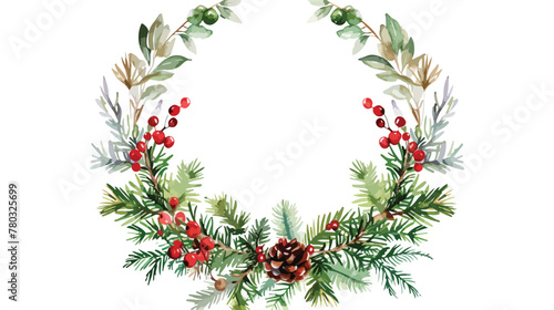 Christmas wreath for banner card invitation. 