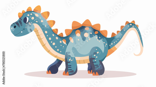 Cartoon adorable dinosaur flat vector isolated on white