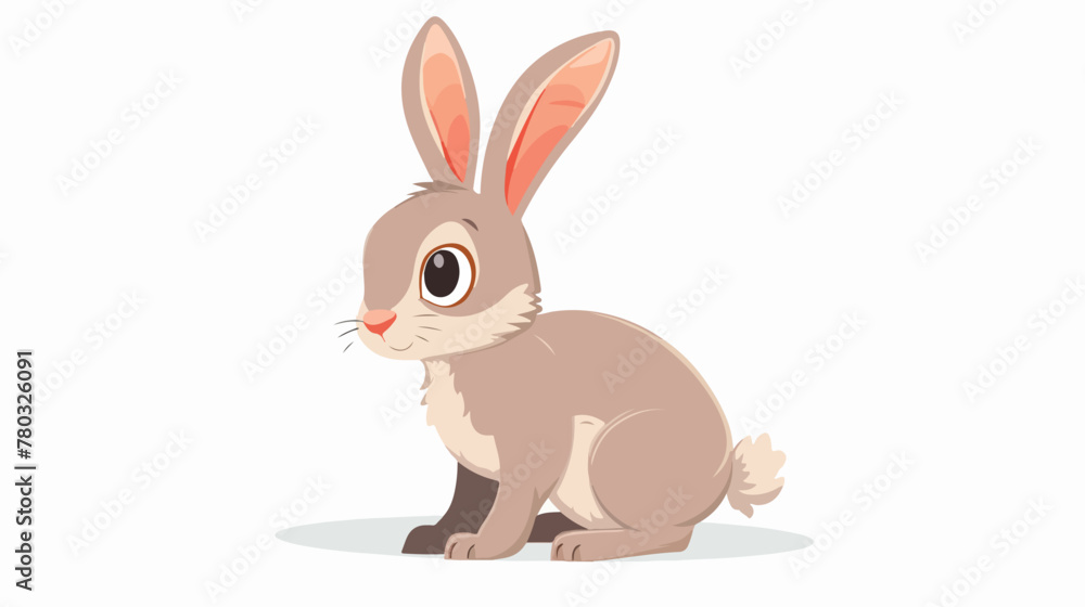 Cartoon adorable rabbit flat vector isolated on white