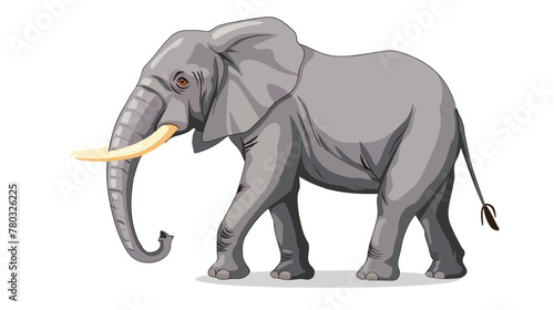 Cartoon African elephant isolated on white background