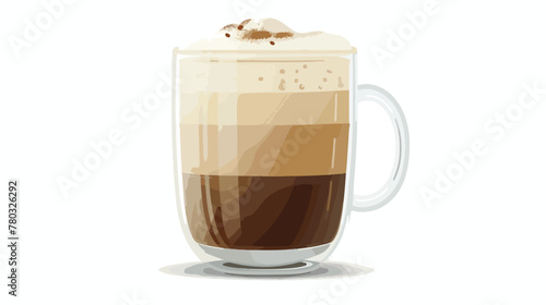 Coffee in a glass flat vector isolated on white background
