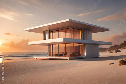 Architectural Marvel: Futuristic Beachfront Residence with Panoramic Ocean Views with Generative AI © Yub