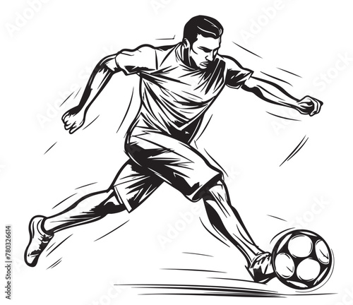 Soccer Player Kicking Ball Vector