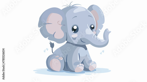 Cartoon baby elephant sitting isolated on white background