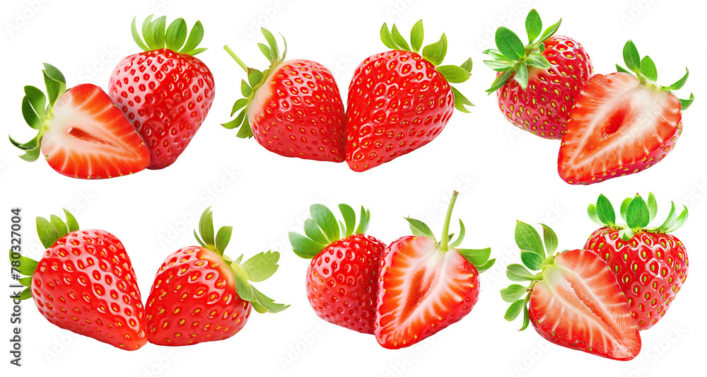 Set of delicious strawberries, cut out Set of delicious strawberries, cut out