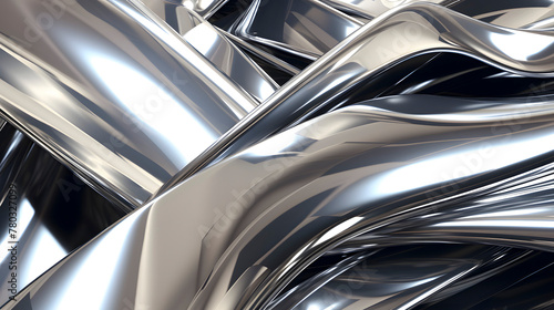 Digital silver metal curve abstract graphic poster web page PPT background © yonshan