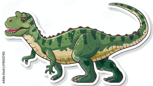 Distressed sticker of a cartoon dinosaur flat vector i