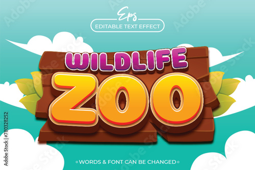 Wildlife zoo logo, editable text effect template