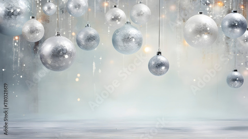 Digital Christmas white silver bell starry sky abstract graphic poster web page PPT background